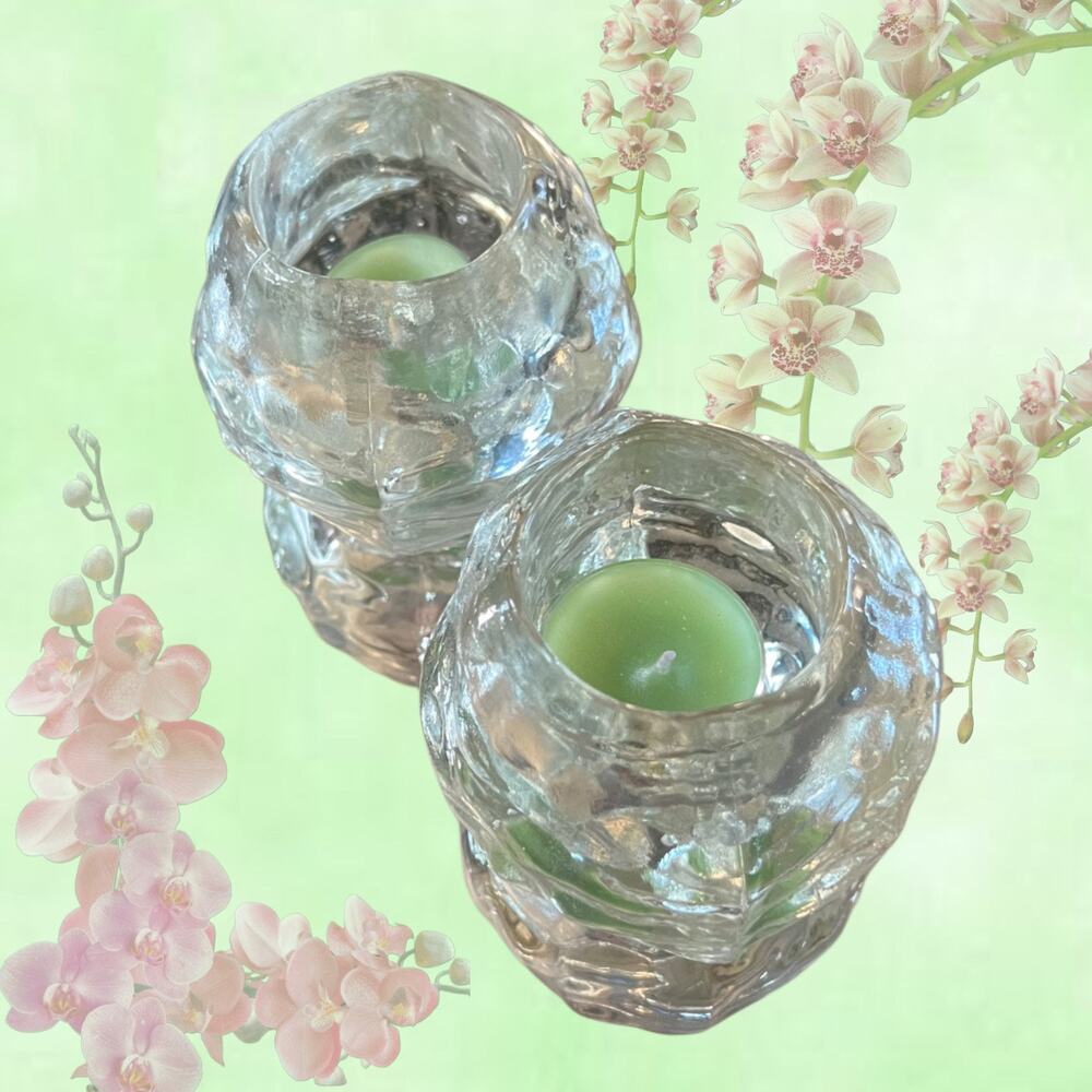 Glass Rock Like Candle Holders